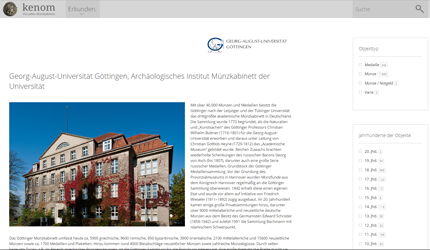 Die Website des Münzkabinetts des Archäologischen Instituts der Georg-August-Universität Göttingen
